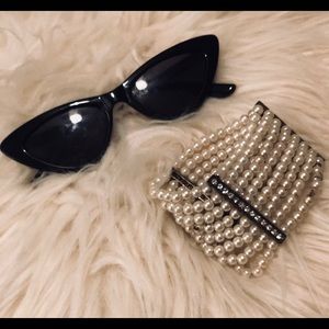 Sunglasses 🕶 + rhinestone & pearl bracelet